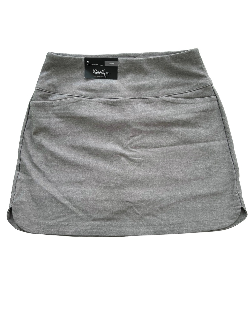 NWT Walter Hagen Golf Lt Heather Gray Performance ll 17” Pull On Sculpt Skort M